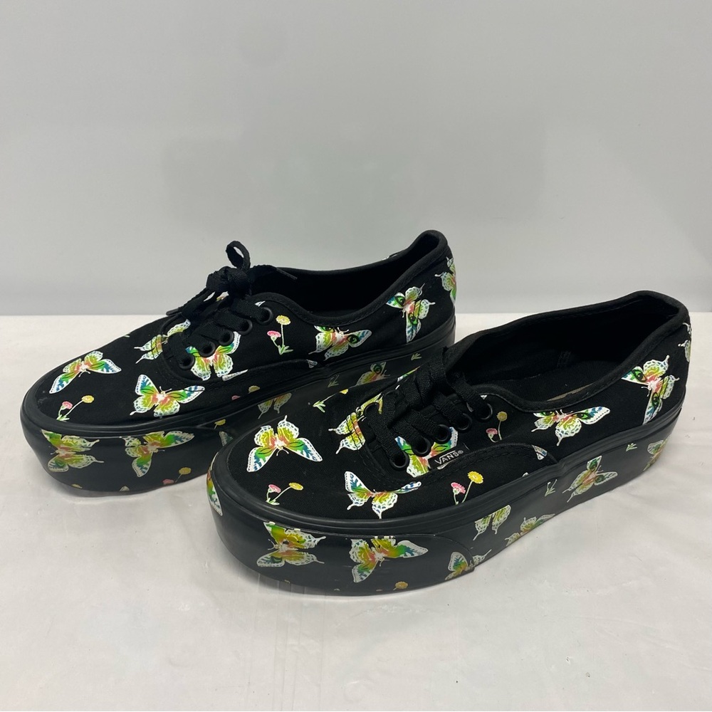 Vans Platform Sneakers with Butterfly Print - Black